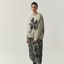 Kedziorek Hand Printed Top In Cloud With Black Print