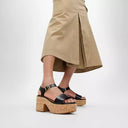 Fitflop Platform Leather/Cork Heeled Ankle-Strap Sandals Black