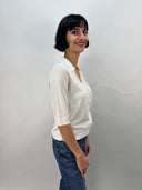 Estheme Silk Polo Top in Creme