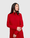 Alembika Red High Neck Jersey Dress