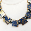 Jianhui Gilded Square Handmade Necklace In Black/Gold or Royal Blue/Gold