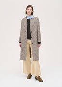 Rosso35 Long Checked Coat In Black/Camel