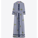 Vilagallo Blue And Cream Diamond Print Dress