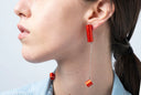 Christina Brampti Chain Drop Aluminium Earring In Red