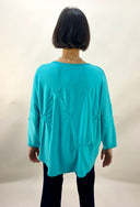 Philomena Christ Sweater with Pinched Gathers in Cyan
