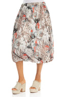 Grizas Balloon Shape Linen Skirt In Stone Multi