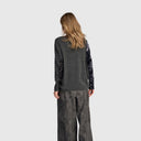 Alembika Sweater In Grey With Leopard Raglan Sleeves