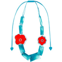 Zsiska Sela Double Petal Adjustable Necklace Blue/Orange