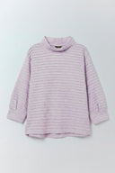 Yacco Maricard Cotton Jersey Blouse Sleeve Top In Lilac
