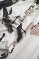Elsewhere Long Print Jersey Cardigan with Wrinkle Detail