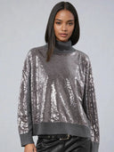 Religion Hailey Turtleneck Grey Marl Sequin Sweater
