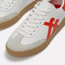 Fitflop The Dash T-Toe Leather Trainers In White/Tomato