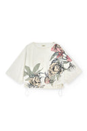 Psophia White Top Pink Multi Flower Print