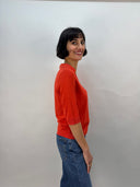 Estheme Silk Polo Top in Chilli