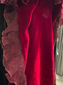 Grizas Long Velvet Scarf In Red