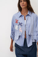Bize Marmaro Embroidered Shirt In Baby Blue