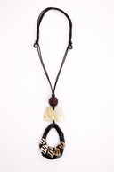Naya Necklace With Frosted Oval Cut Stone In Black