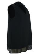 Kozan Black Sleeveless Top With Net Hem