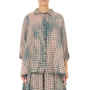 Grizas Linen Checked Shirt In Stone/Blue/Plum