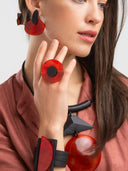 Indira Dyed Horn Earrings In Orange And Black