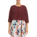 Grizas Short Linen Cardigan In Raisin