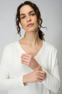 Sahara Ecru Viscose Jersey V Neck Top