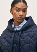 Rosso35 Quilted Jacket With Hood In Navy