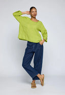 Luukaa Elira Woven Top In Lime