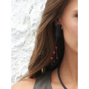 Indira Asymmetric Buffalo Horn and Resin Earrings In Black And Red