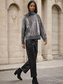 Religion Hailey Turtleneck Grey Marl Sequin Sweater