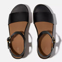 Fitflop Platform Leather/Cork Heeled Ankle-Strap Sandals Black