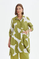 Tirelli Handkerchief Hem Shirt In Chartreuse And White Spot