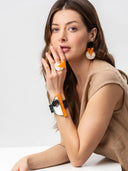 Indira Buffalo Horn And Resin Ring In Neutral And Orange