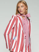 Vilagallo Red And White Striped Jacket With Fish Motif