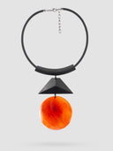 Indira Dyed Horn And Mango Wood Necklace In Orange And Black