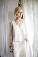 Maud & Sacha 2 Button Vest Knit in Ivory