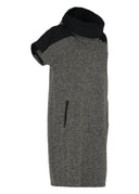 Kozan Judy Dress In Grey Herringbone With Cowl Neckline In Black Taffeta