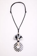 Naya Striped Disc Necklace In Black And Grey