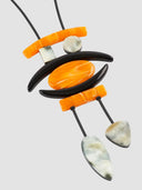 Indira Long Buffalo Horn And Resin Necklace In Orange/Cream/Black