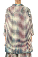 Grizas Linen Checked Shirt In Stone/Blue/Plum