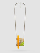 Indira Square Buffalo Horn And Resin Necklace In Orange