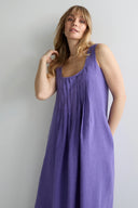 Sahara Linen Pleat Front Sleeveless Dress in Dahlia