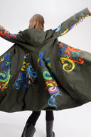 One Node Waterproof Raincoat In Rosemaling Olive