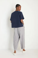 Sahara Linen Pleat Short Sleeve Shirt In Night