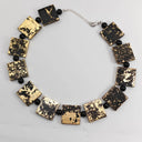 Jianhui Gilded Square Handmade Necklace In Black/Gold or Royal Blue/Gold