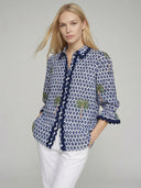 Vilagallo Blue And Cream Diamond Print Shirt