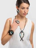 Indira Buffalo Horn And Resin Bracelet In Grey And Duck Egg