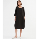 Tirelli Diagonal Seam Linen Dress in Black