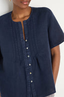 Sahara Linen Pleat Short Sleeve Shirt In Night