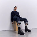 Fitflop Platform Leather Heeled Ankle Boots in Black